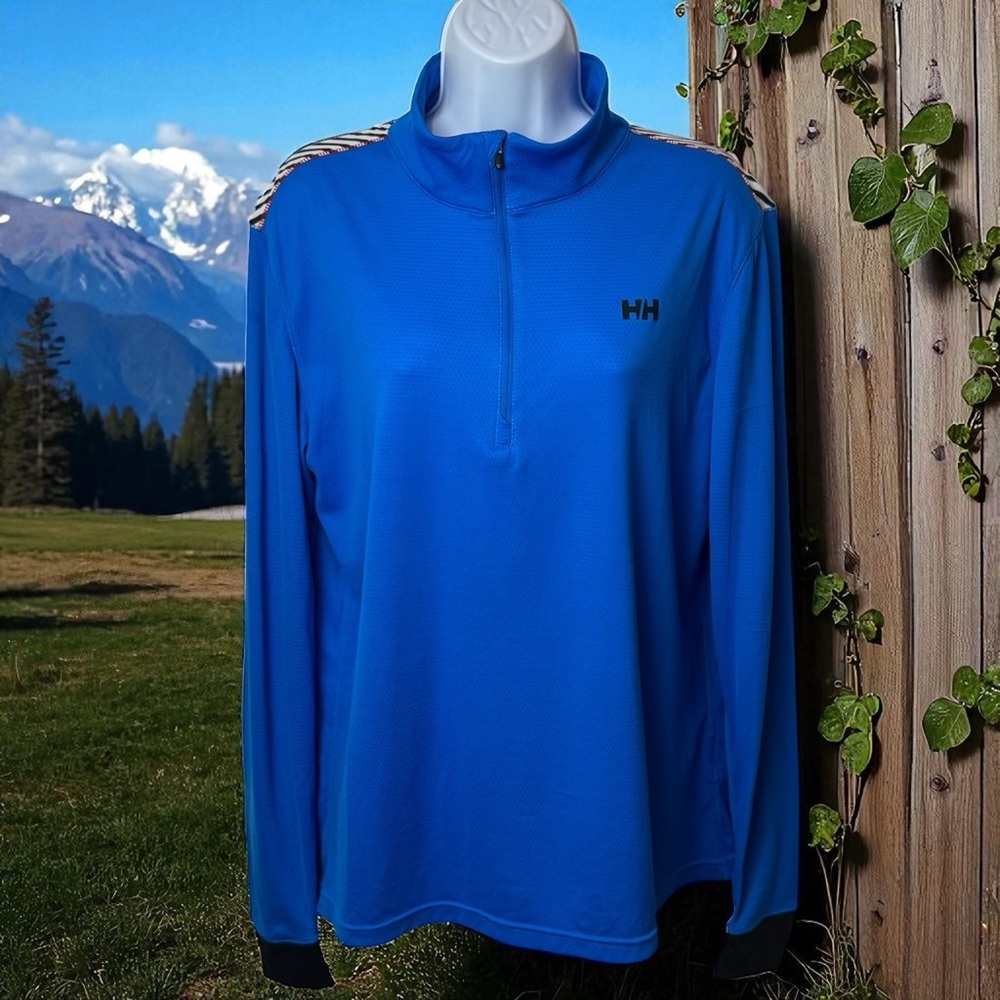 Helly Hansen Blue Lightweight Holiday Outdoors‎ Ski Snow Quarter Zip Women's L